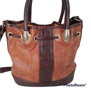Marino Orlandi Italian Leather Vintage Bucket Bag Shoulder Tote Crossbody